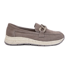 S.Barski Mocassins en daim sur la plate-forme avec une chaîne gris D&amp;A TW552
