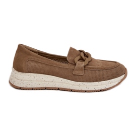 S.Barski Mocassins en daim sur la plate-forme avec une chaîne brune D&amp;A TW552