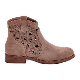 Bottes de travail ouvertes pour femmes avec zipper beige S.Barski Hy42-081 Bottes de travail ouvertes pour femmes avec zipper beige S.Barski Hy42-081