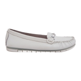 S.Barski Mocassins en cuir plat avec un ornement de S. barski LR51-547 blanc