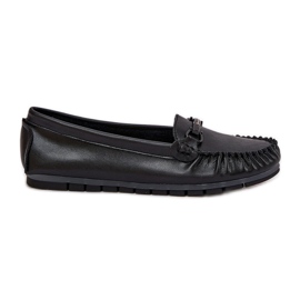 S.Barski Mocassins en cuir plat avec un ornement de S. barski LR51-547 noir
