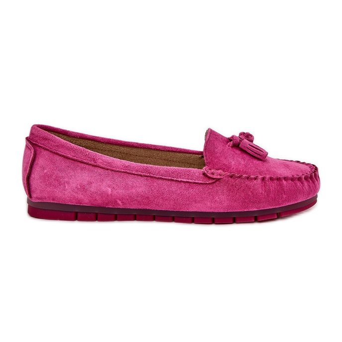 S.Barski Flat Classic Classic Suede Moccasins S. Barski LR51-548 Fuksja rose