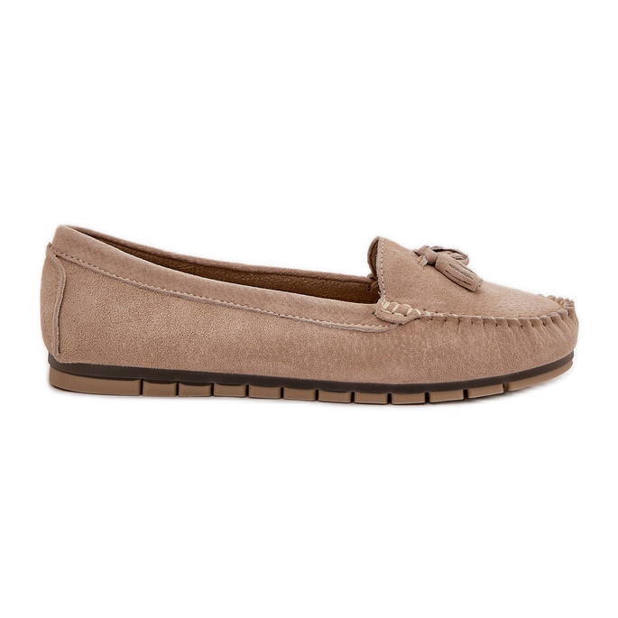 S.Barski Flat Classic Classic Suede Moccasins S. Barski LR51-548 Beige
