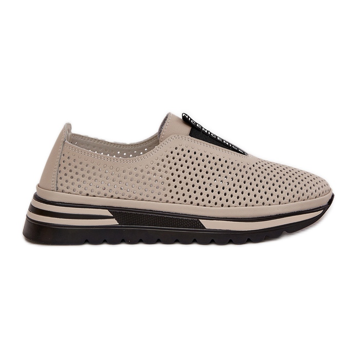 S.Barski Chaussures féminines maculées en cuir naturel S. Barski LR51-672 Beige