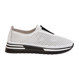 S.Barski Chaussures féminines tachées en cuir naturel S. Barski LR51-672 Blanc