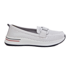 S.Barski Mandards en cuir pour femmes sur la plate-forme S. Barski LR51-556 White blanc