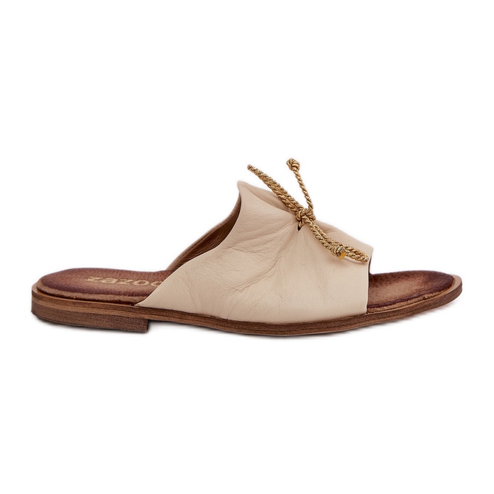 Zazoo 2659 Slippers en cuir féminin beige
