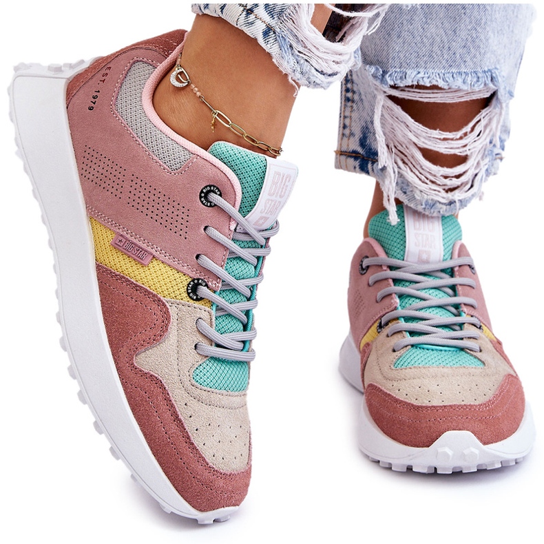 Baskets Big Star féminines rose-beige