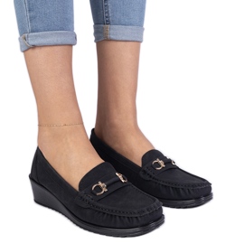 Mocassins compensés femme noirs le noir