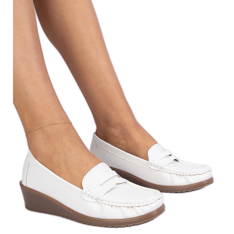 Mocasins de coin blancs pour femmes blanche