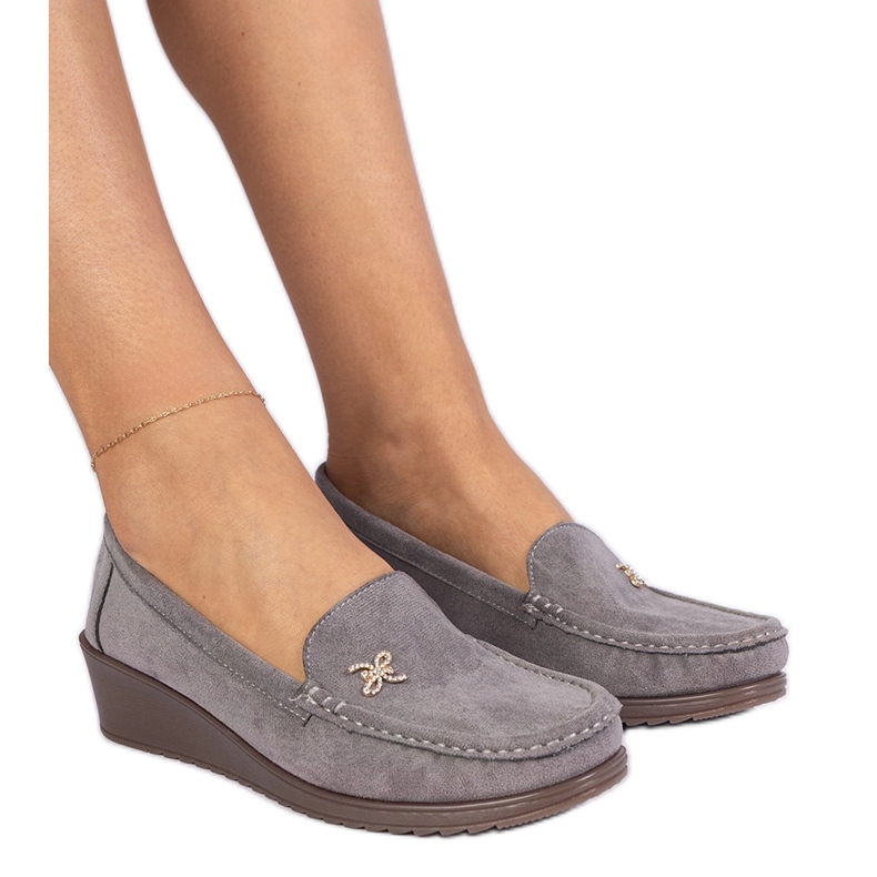 Moccasins pour femmes grises pour un coin d'Ezozamsz
