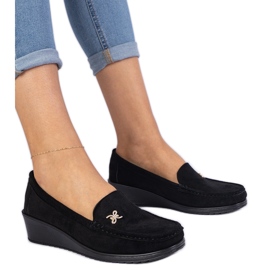 Moccasins pour femmes noires pour un coin d'Ekozamsz