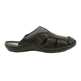 Kampol Tongs en cuir pour hommes 224KAM, noir