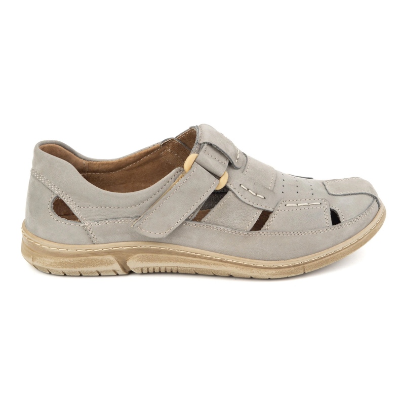 KOMODO Chaussures en cuir masculin pour Velcro 937 Gray gris