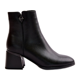 Bottes pour femmes élégantes et chaudes en cuir naturel, noir Vinceza 77106 le noir