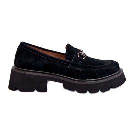 Vinceza Mocassins en cuir féminin noir en daim noir