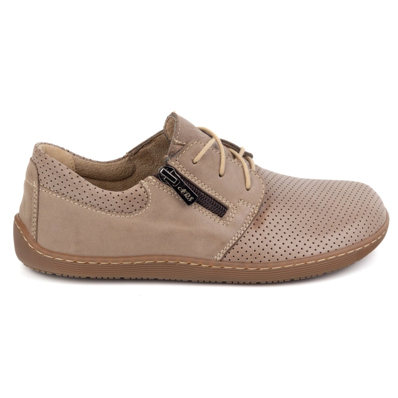 Olivier Chaussures en cuir minimaliste pour femmes pieds nus 1244 beige perforée