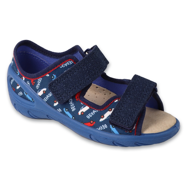 Pantres pour enfants Befado pour Velcro PU 063x024 Insert en cuir bleu