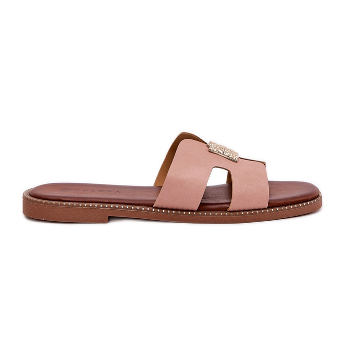 Flip plat -flops avec découpes et décoration rose sale