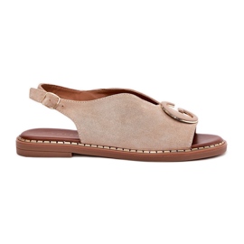 Sandales pour femmes plates avec une décoration beige Sandales pour femmes plates avec une décoration beige