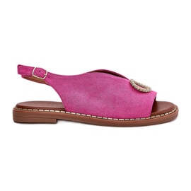 Sandales féminines avec du rose à thèmes plates Sandales féminines avec du rose à thèmes plates
