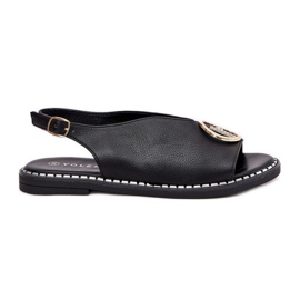 Sandales plates élégantes avec une décoration noire
