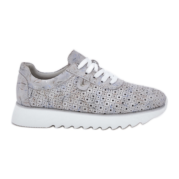 S.Barski Chaussures de sport à motifs en daim sur une plate-forme avec D&A LR51-635 Silver paillettes gris S.Barski Chaussures de sport à motifs en daim sur une plate-forme avec D&A LR51-635 Silver paillettes gris