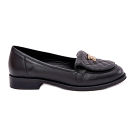 Mocassins en cuir avec une décoration dorée Laura Messi 2927 Black noir