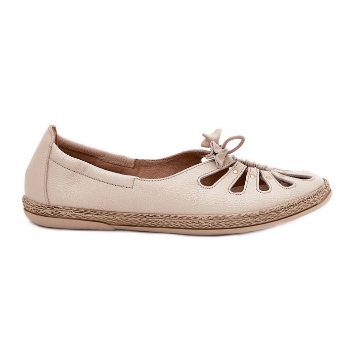 Ballerines plates en cuir naturel zazoo 10179 beige