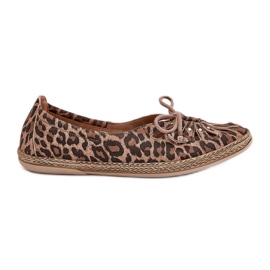 Zazoo Ballerines en cuir naturel Print léopard léopard 10179 marron brun