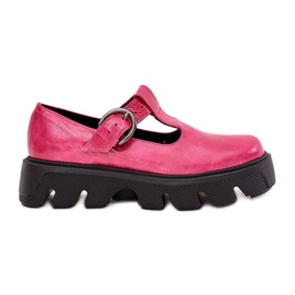 Chaussures en cuir peint avec une boucle zazoo 20183 Fuchsia rose