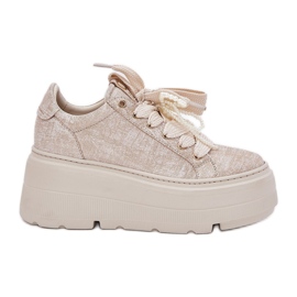 Baskets en cuir sur la plate-forme Chebello 4658 Zloty doré