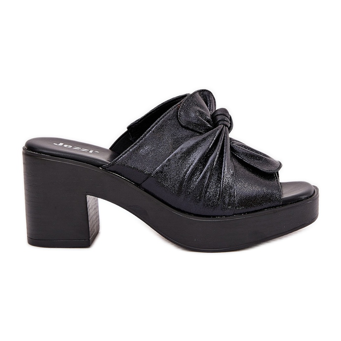 Jezzi Les tongs pour femmes sur le post eco en cuir noir le noir