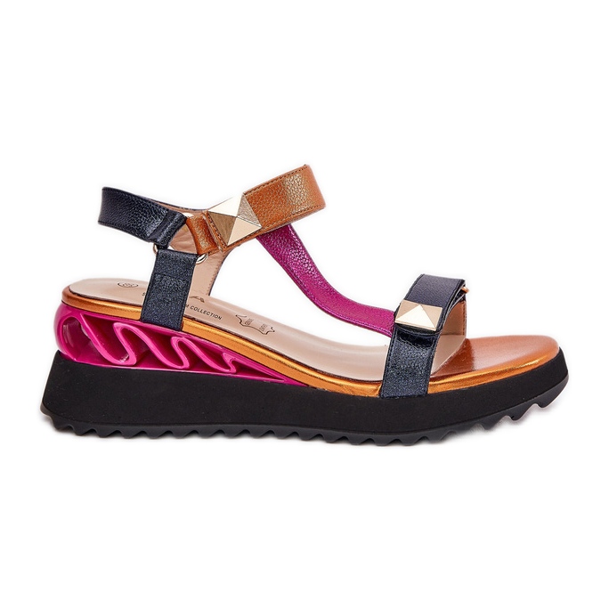 S.Barski Sandales en cuir féminin CR51-135 Marine bleu