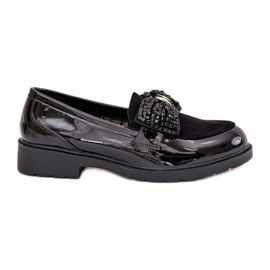 Mocasins pour femmes peintes avec un arc S.Barski Hy51-319 noir