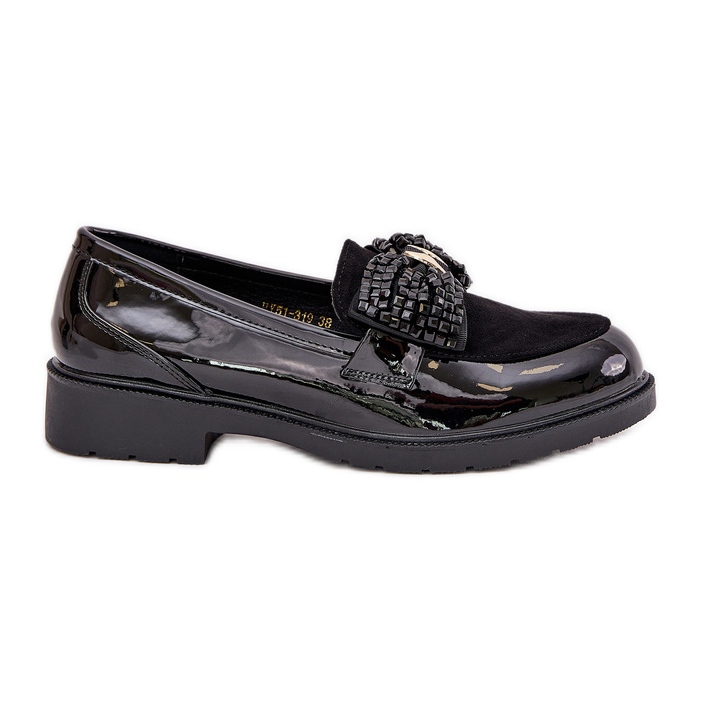 Mocasins pour femmes peintes avec un arc S.Barski Hy51-319 noir le noir