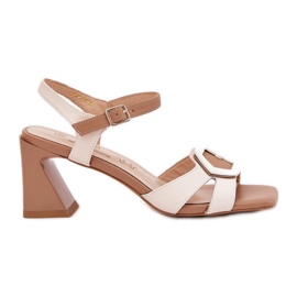 S.Barski Sandales féminines en cuir élégant sur le pilier beige CR51-570 S.Barski Sandales féminines en cuir élégant sur le pilier beige CR51-570