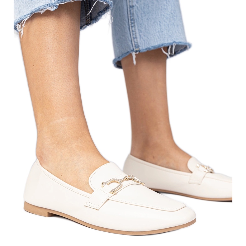 Mocassins élégants beiges avec zircons