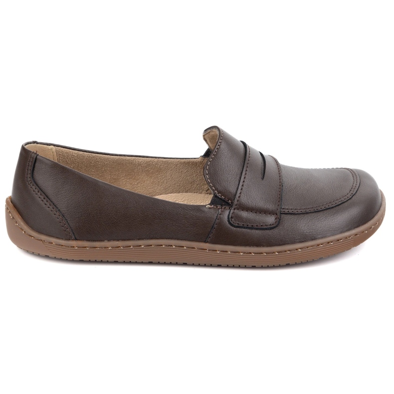 Olivier Femmes aux pieds nus mocassins en cuir minimalistes 1280 brun foncé
