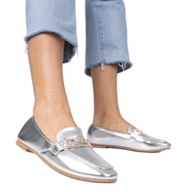 Mocassins élégants en argent avec zircons