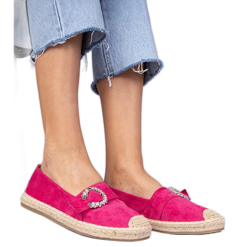 Espadrilles roses décorées de zircons