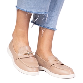 Mandards pour femmes beige noires avec une décoration dorée