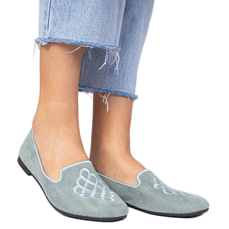 Ballerines Ekozamszowe pour femmes vertes avec broderie Ballerines Ekozamszowe pour femmes vertes avec broderie