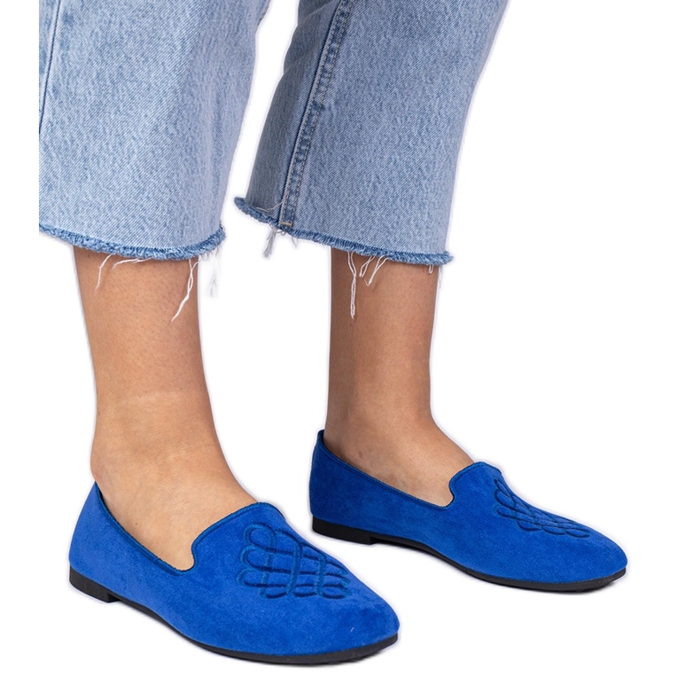 Écosam et ballerines de broderie des femmes bleues