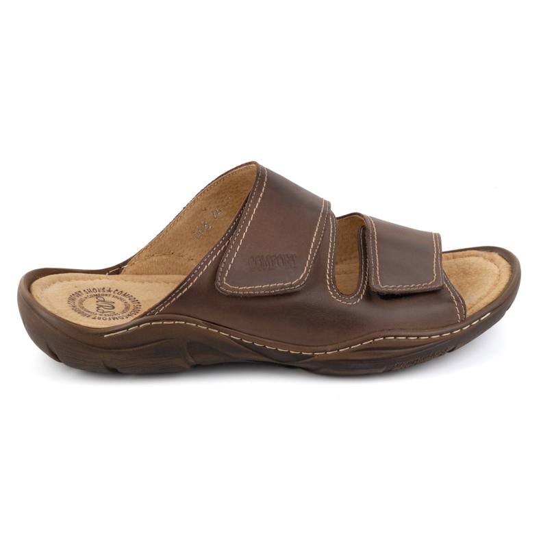 Olivier Les tongs en cuir masculin classiques 0048 marron brun
