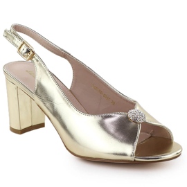 Sandales féminines sur le post métallique Golden Jezzi 6985 doré
