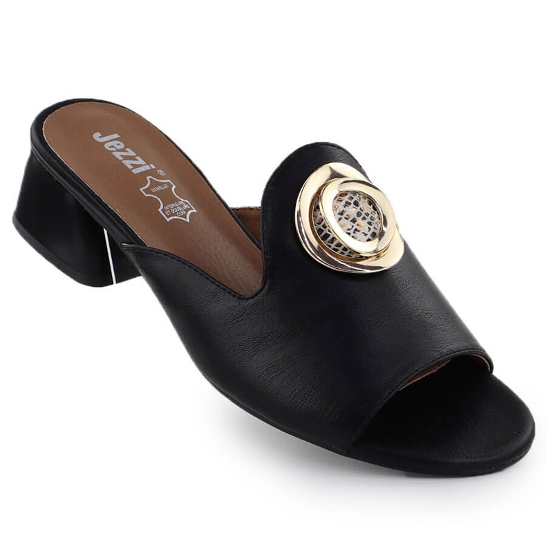 Slippers sur le pilier noir avec décoration jezzi 214 le noir