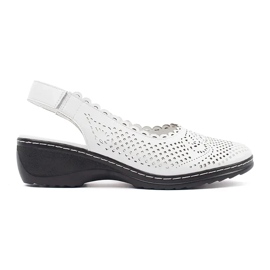 Goodin Sandales de coin blanc avec un talon ouvert blanche