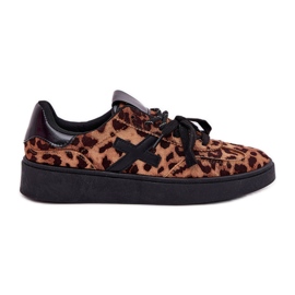 Chaussures de sport féminines basses avec imprimé léopard marron brun Chaussures de sport féminines basses avec imprimé léopard marron brun