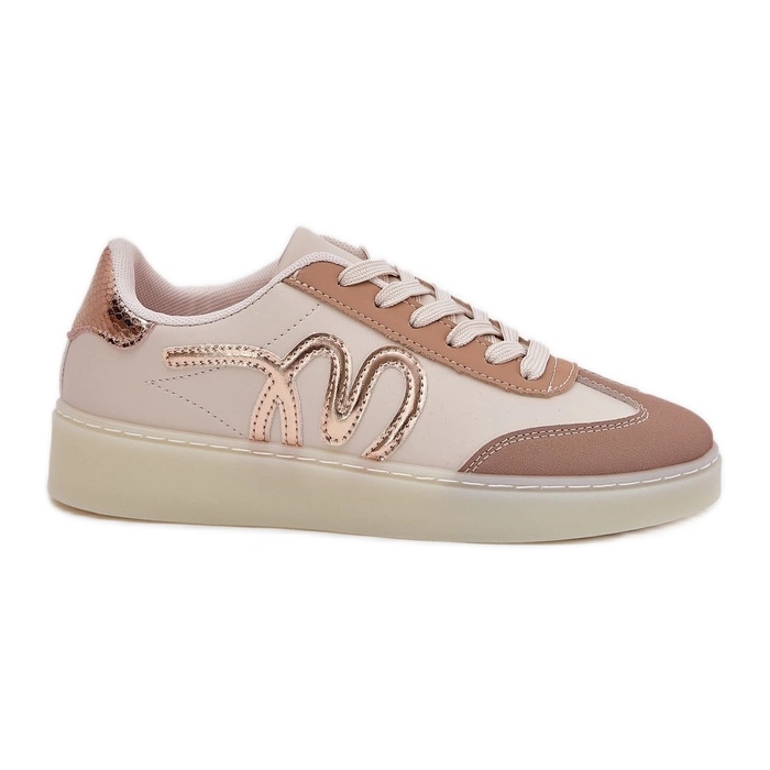 Chaussures de sport féminines basses avec beige en cuir écologique Chaussures de sport féminines basses avec beige en cuir écologique
